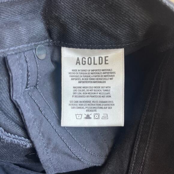 AGOLDE Dee High Rise Black Denim Shorts - Seeker - Size 24 - Picture 5 of 6